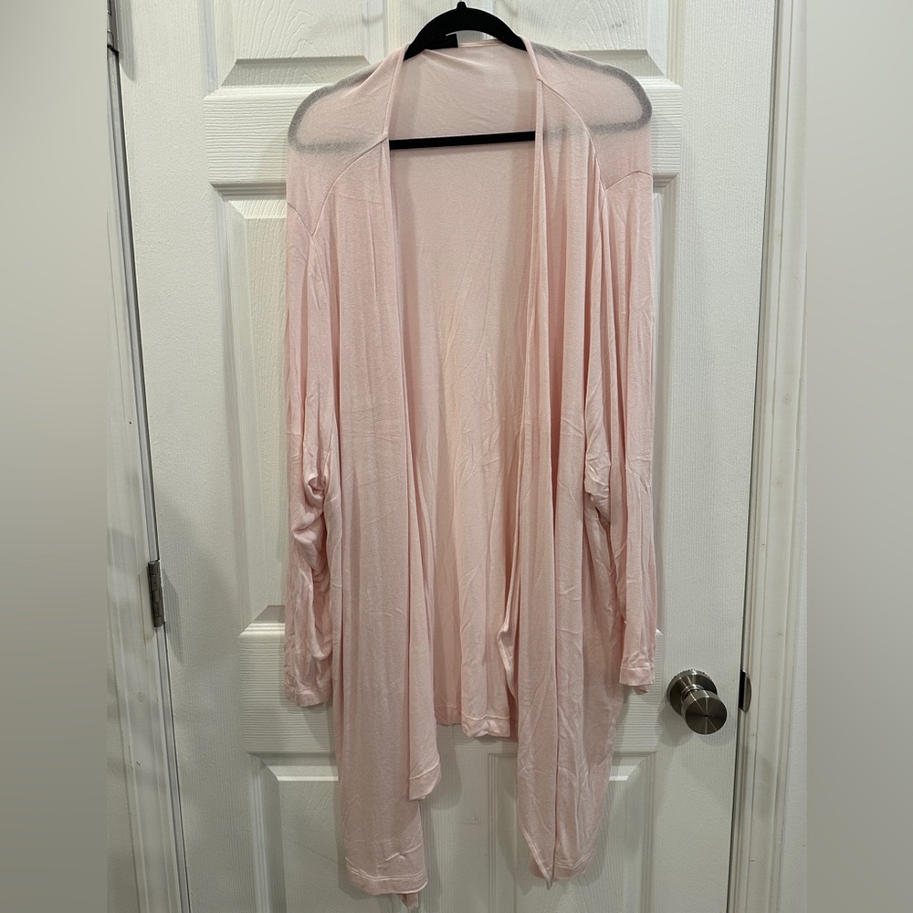 J Jill Women's Pink Open Front Long Flowy Lagenlook Boho  Cardigan Size 4XL EUC